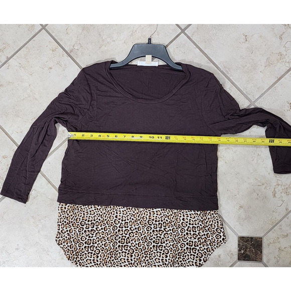 Michael Kors Womens Long Sleeve Pullover Top Brown with Leopard Print Size M - Picture 5 of 8